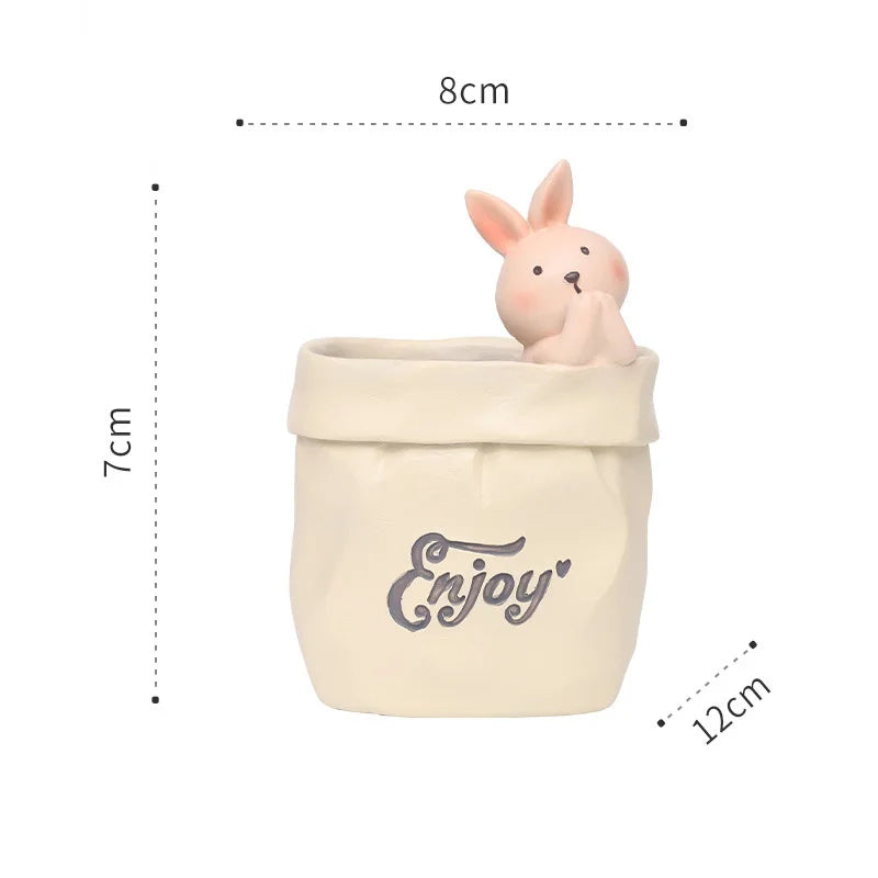 Kawaii Animal Pen Holder - Large Multifunction Pencil Stand for Desk, Cute Office Accessories & Stationery Organizer