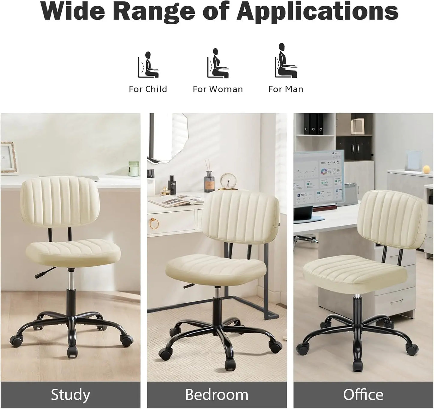 Small ArmlHome Desk Executive Chair with Low Back Lumbar Support, Height Adjustable PU Leather Computer Office Chair with