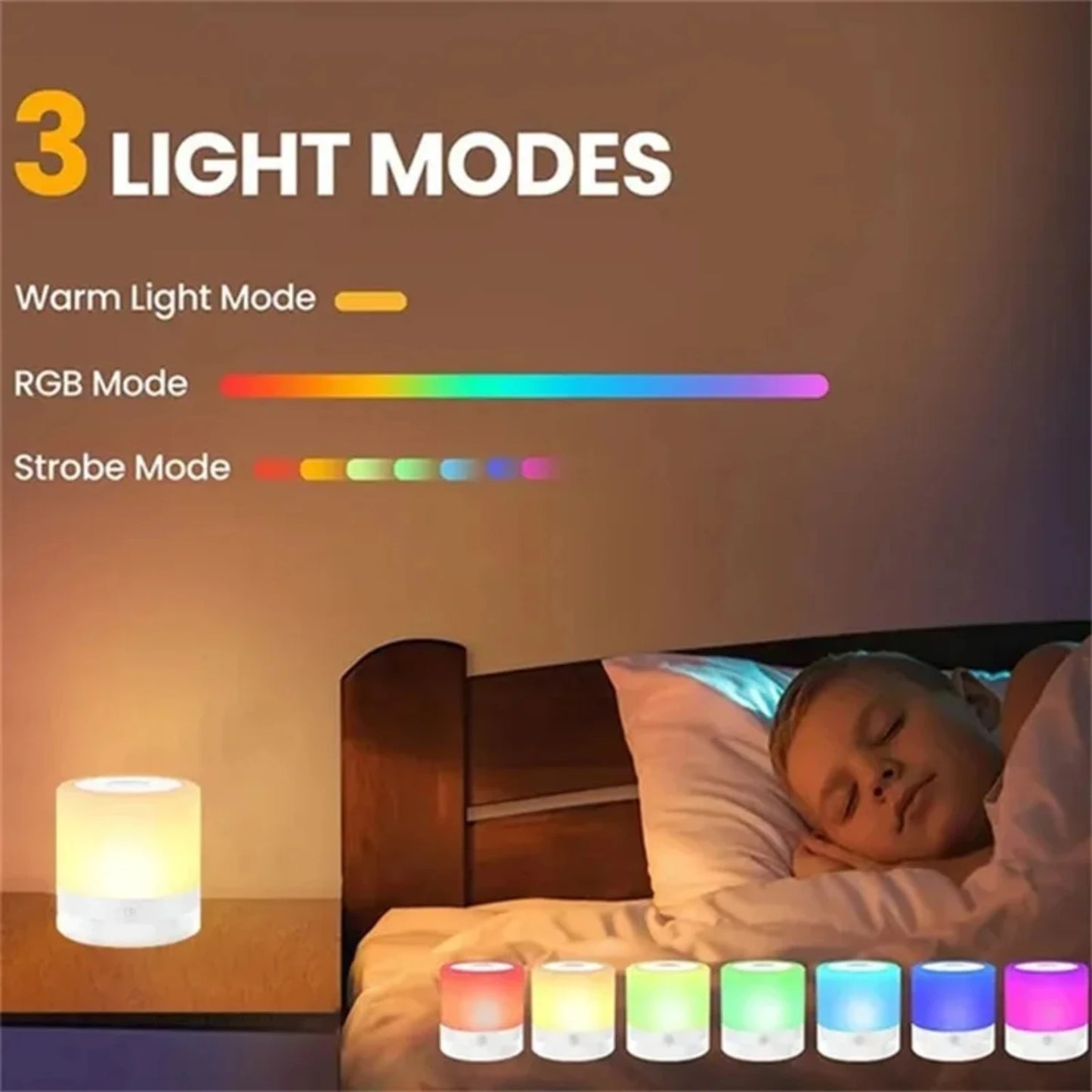 7 Colors Night Light Dimmable LED Sensor Wooden Bedside Table Lamp with Adjustable Brightness Remote Control