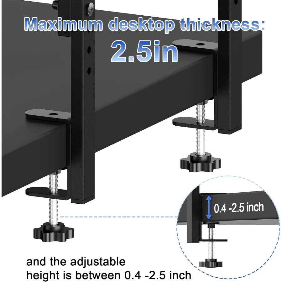 clamp on Desk Shelf 2 Tier Office Desk Shelves Organizer Wood Desktop Supplies Storage Rack Desk Organizers and Accessories Bla