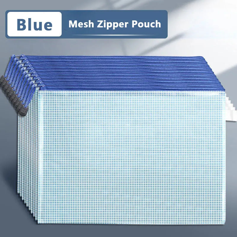 A3/A4/A5/A6 Mesh Zipper Pouch Document Bag Waterproof Zip File Folders School Office Supplies Pencil Case Cosmetic Makeup Bags