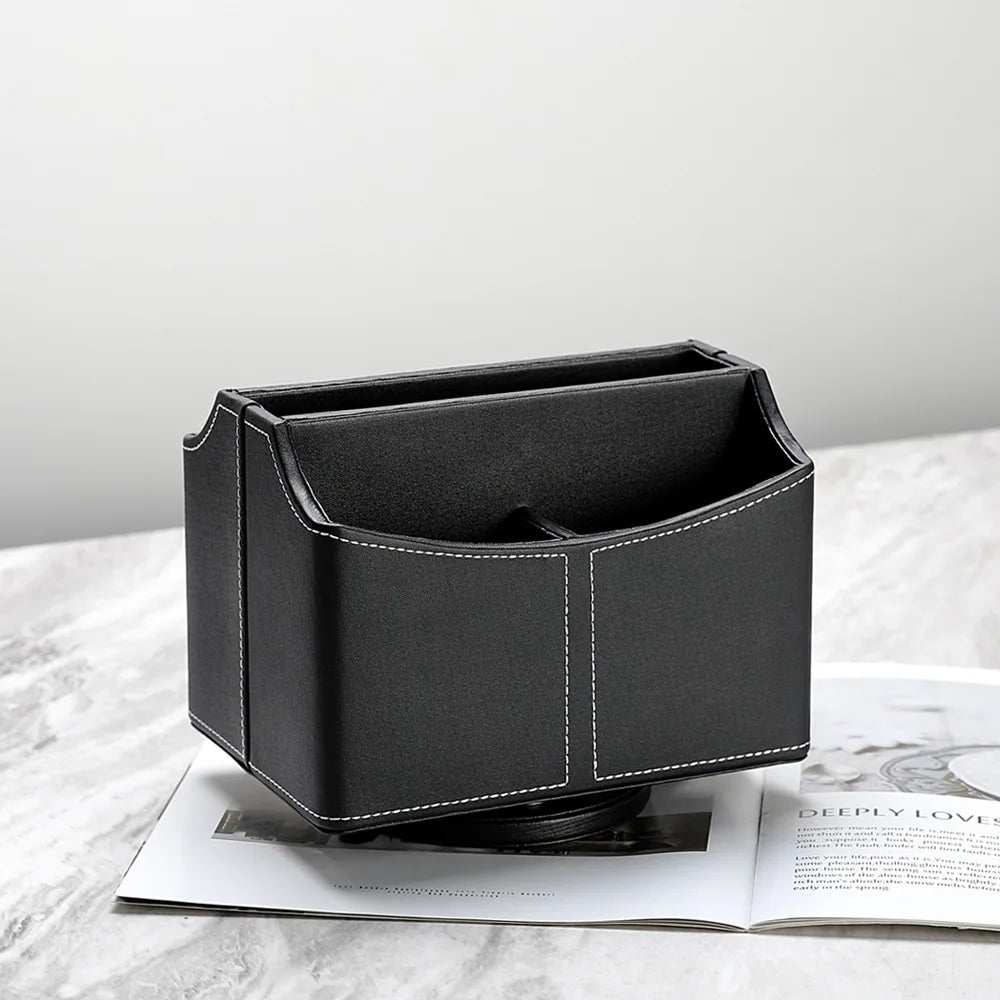 Business Leather stationery storage box multi-functional desktop storage box compartmentalized pen holder