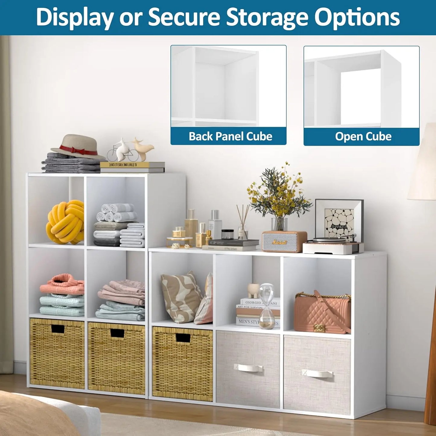 Stackable 6 Cube Storage Organizer Wood Shelf Cubby Bins Square Closet Bedroom Toy Clothes Book, Customized