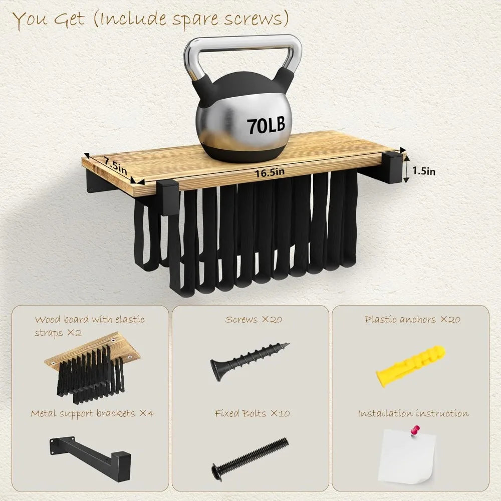 2 Set Floating Bookshelf, Pine Wood Invisible Wall Shelves, Space Saving Bookcase (16.5L×8.7W×1.5H)