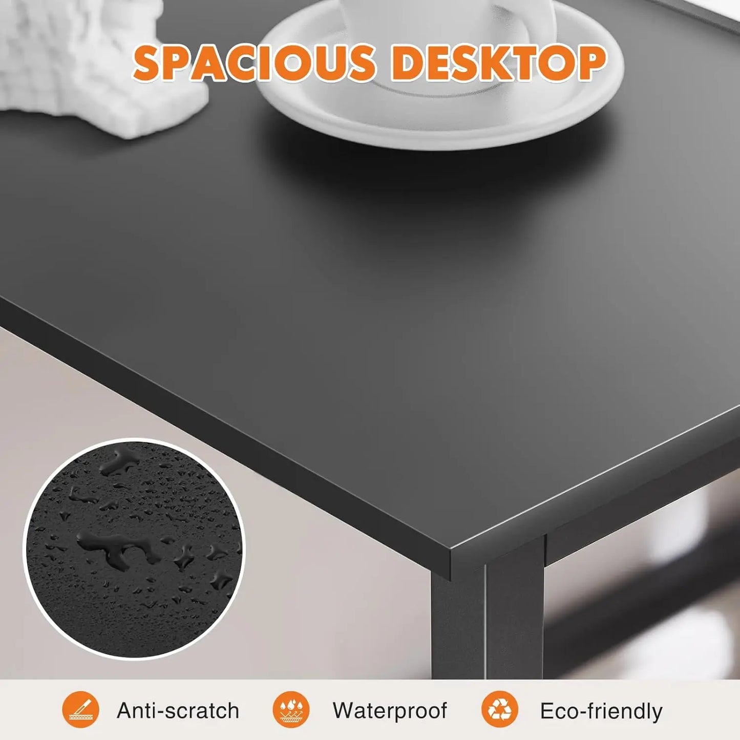 Computer Office Desk 48 Inch Student Study Writing Work with Metal Frame Wood Tabletop Modern Simple PC Home Bedroom Table