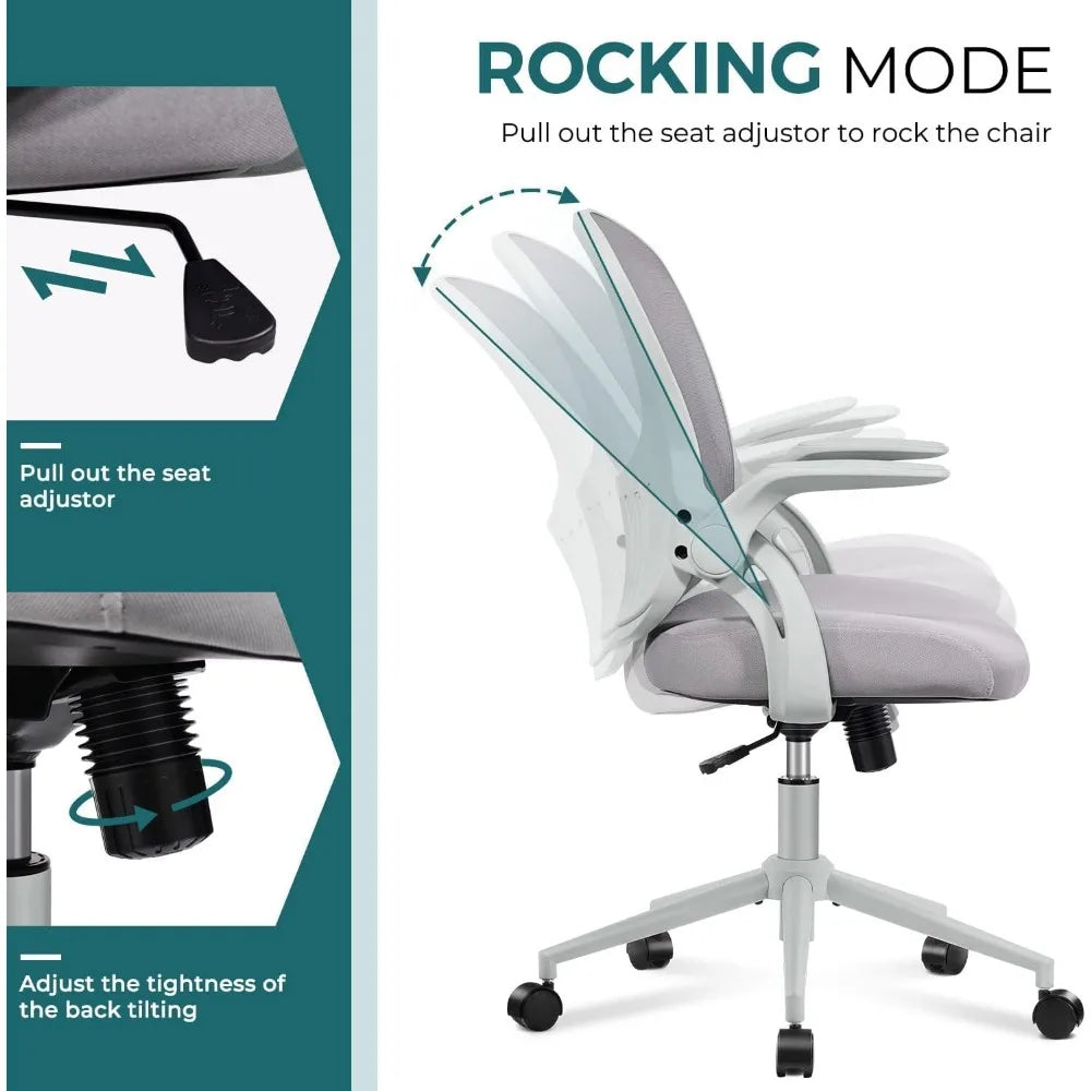 Ergonomic Mesh Office Chair with Lumbar Support, Adjustable Height and Flip-up Arms for Comfort