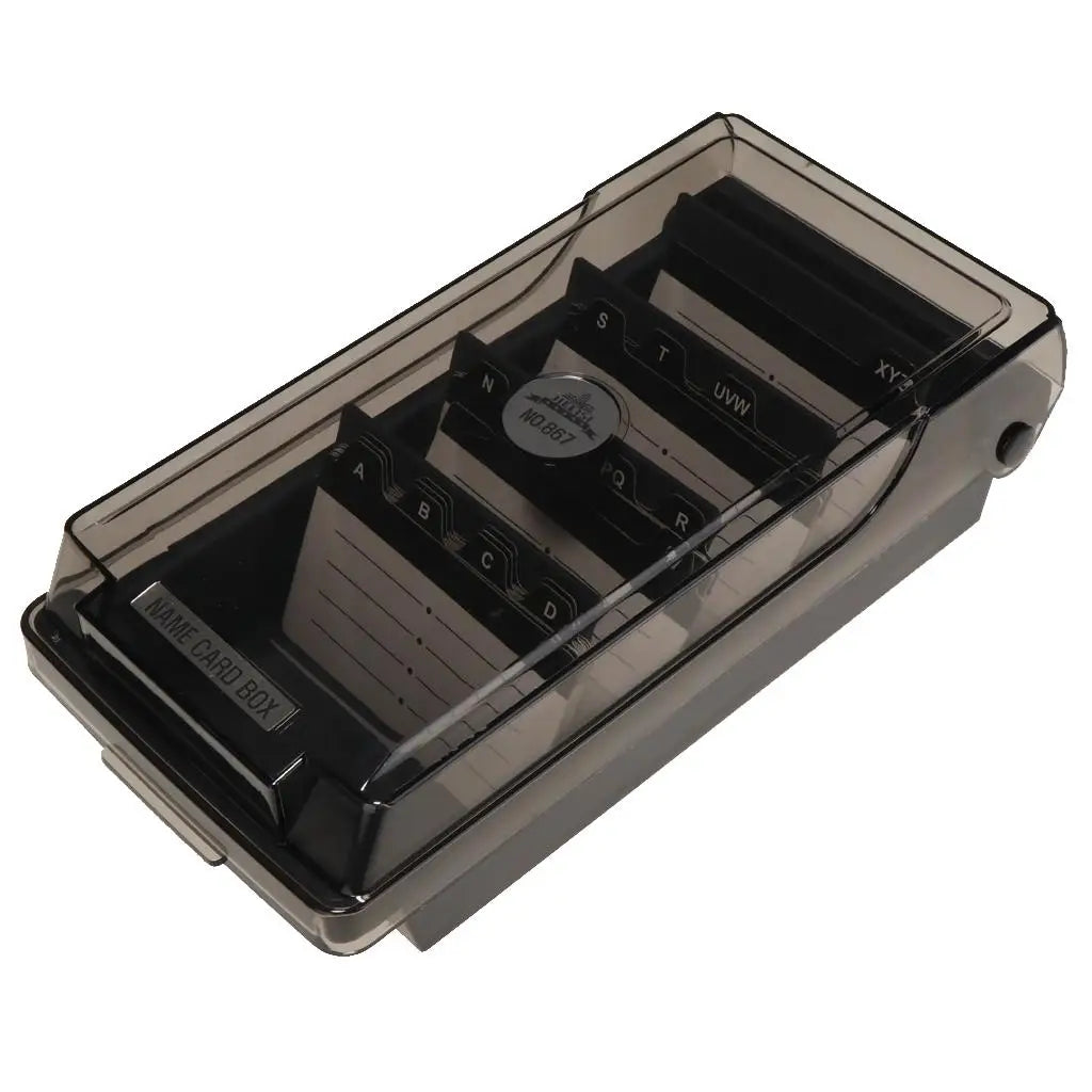 Durable Plastic Business Card Organizer Storage Box with A-Z Tabs for Office Desk Accessories
