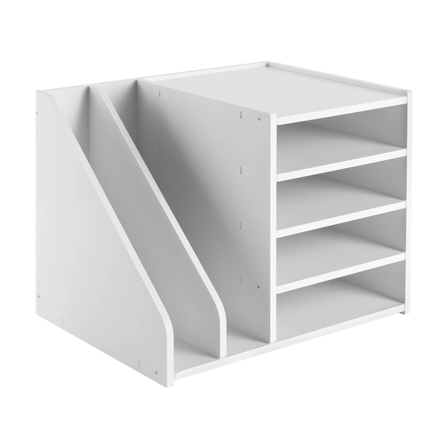 File Holder Organizer, 4+2 Tier PVC Desktop File Organizer, White Modern Paper Document Sorter for Office Home School