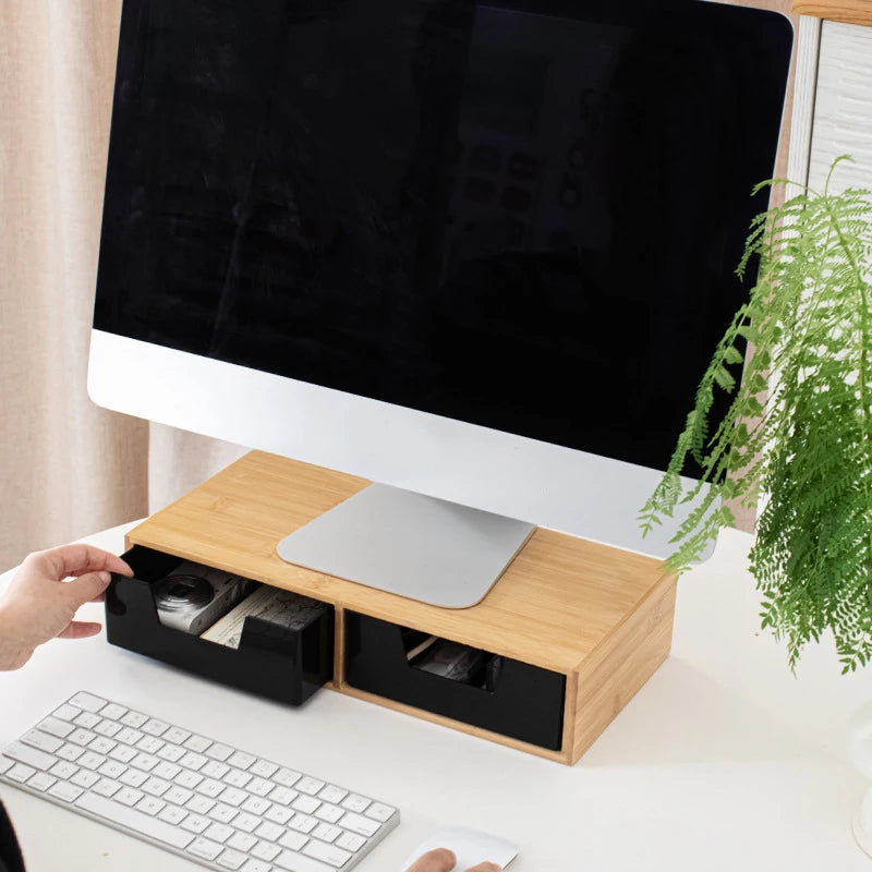 Computer Monitor Mounting Bracket Computer Booster Stand Elevated Desktop Keyboard Storage Shelf Wooden Desktop Storage Box
