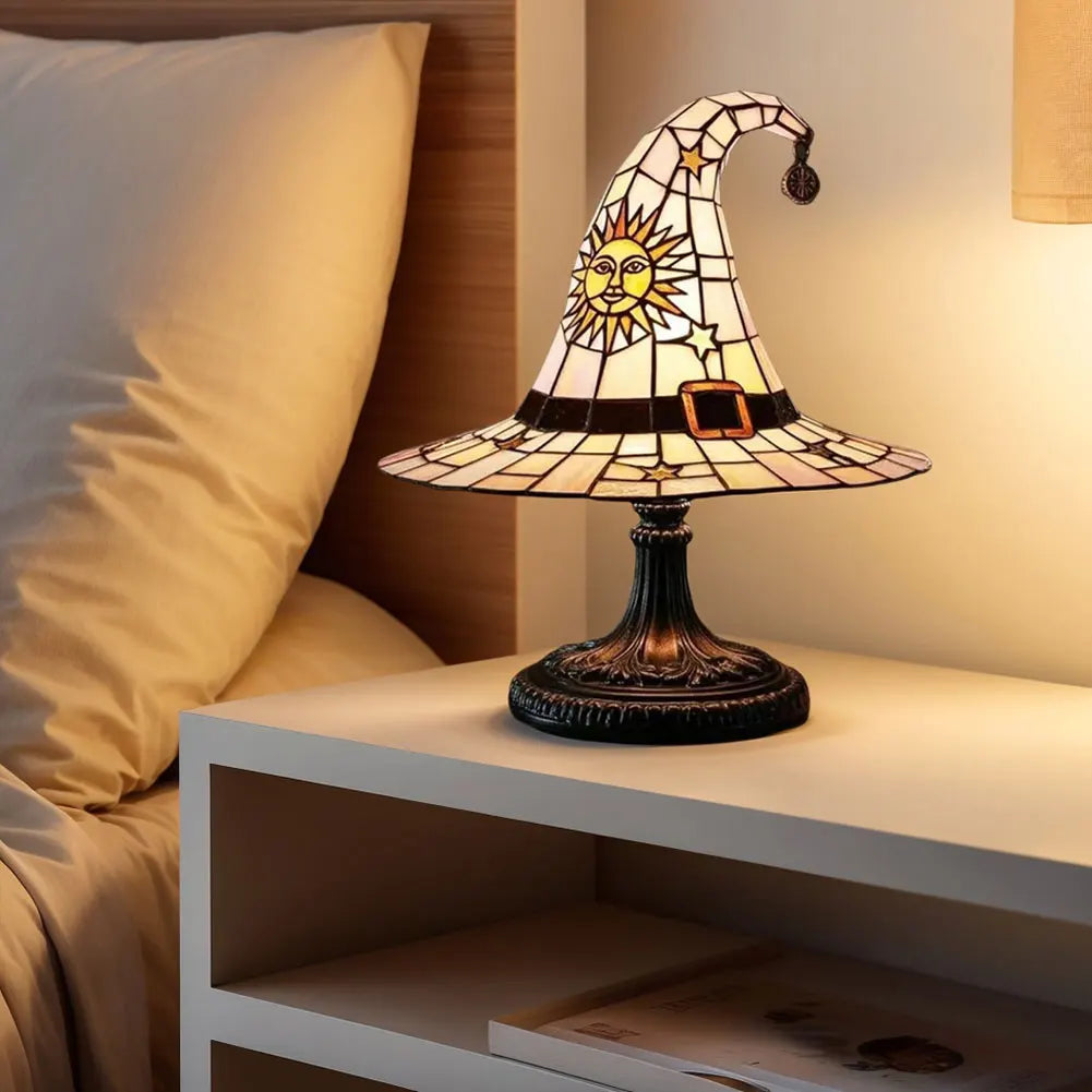 Witch Hat Lamp USB Powered Creative Table Lamp Night Light Resin Witch Hat Light Ornament for Home Decor