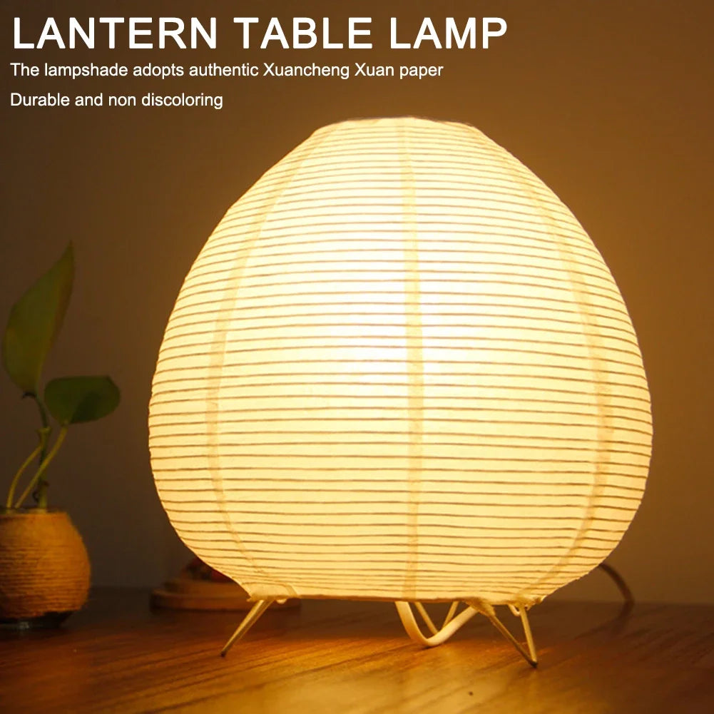 Lantern LED Table Lamp Rice Paper Desktop Decorative Lantern Light Handmade Simple LED Lighting Lamp for Living Room Bedroom