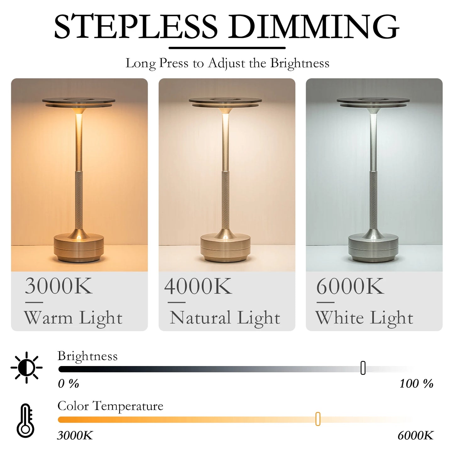 2PCS Rechargeable Wireless Table Lamp LED Touch Sensor Night Light Reading Lamp for Restaurant Hotel Bar Bedroom Decor Light