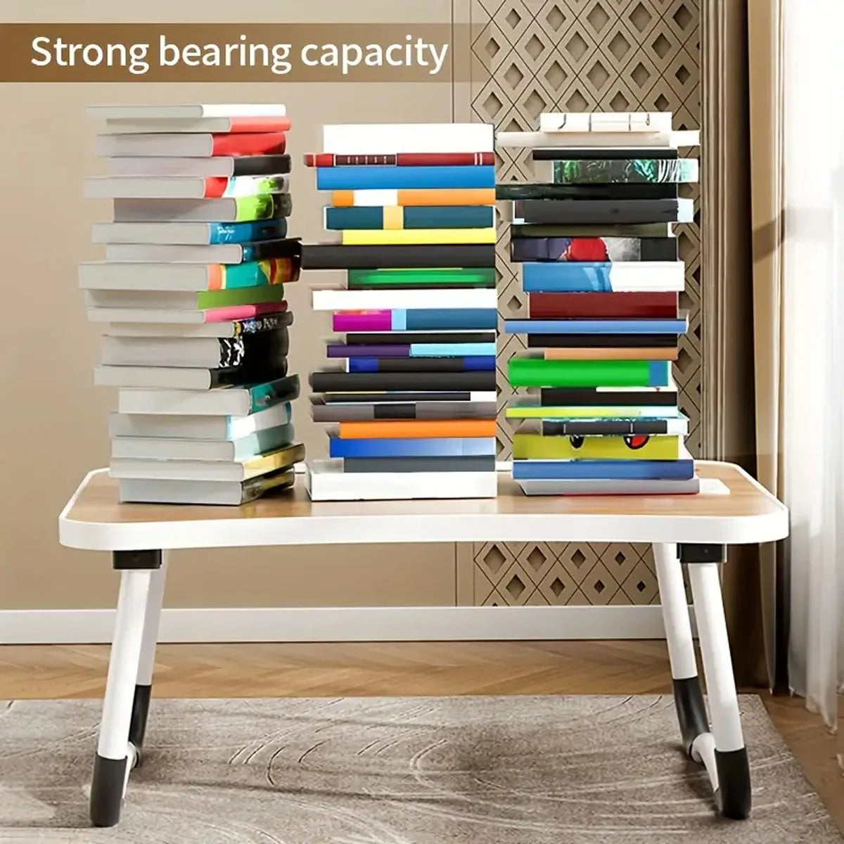 All-in-One Portable Laptop Desk with Cooling Fan & USB Light - Foldable Bed Tray Table with Cup Holder, Tablet Slot & Handle