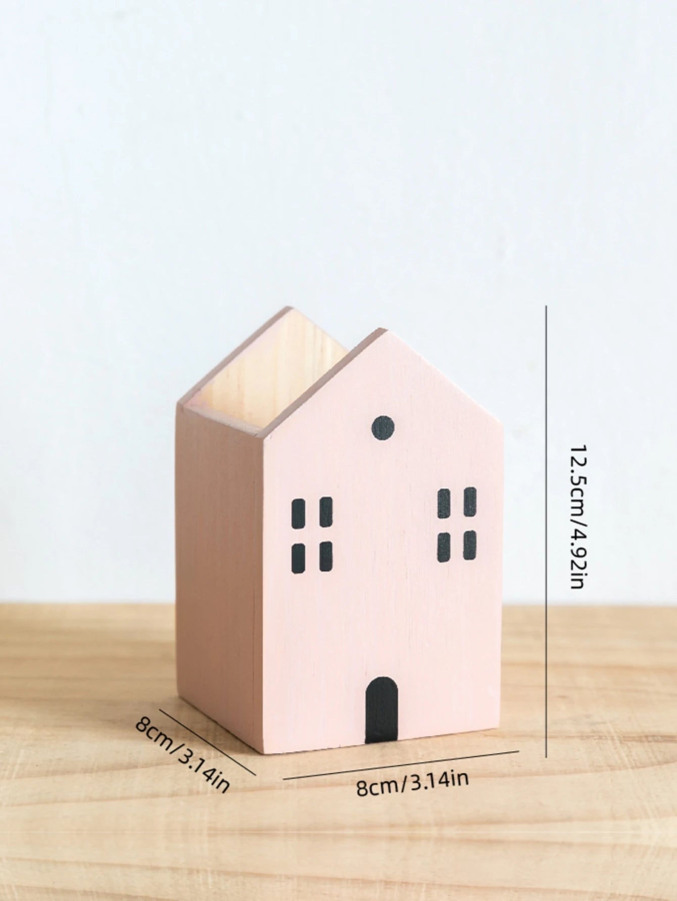 Cartoon House Wooden Pen Holder Pencil container Makeup Brush Stationery storage box Student/ Office Desktop Storage Organiser