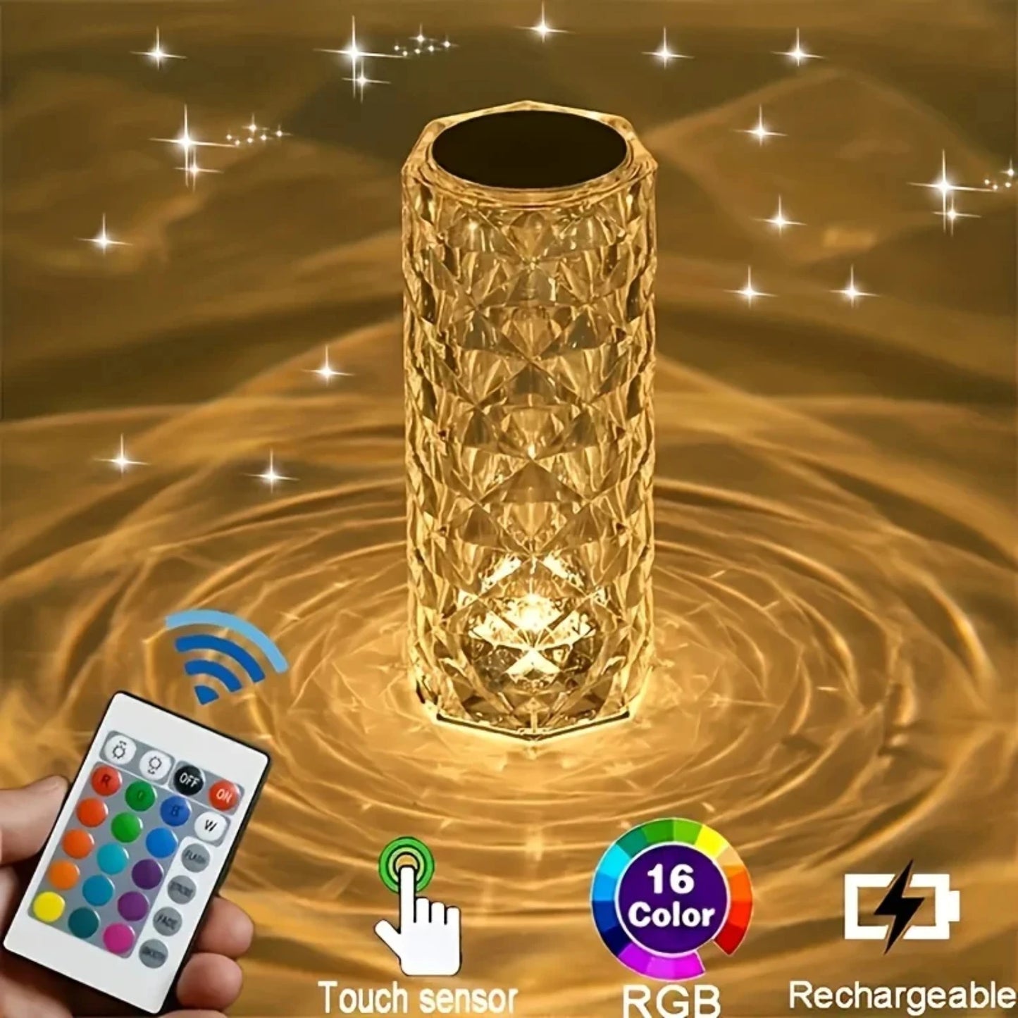 Crystal Lamp 16-Color Changing RGB Night Light  Lamp USB Romantic LED Rose Table Lamps  Bedroom Party Dinner Decor Light