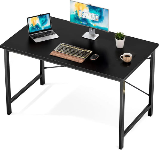 Computer Office Desk 48 Inch Student Study Writing Work with Metal Frame Wood Tabletop Modern Simple PC Home Bedroom Table