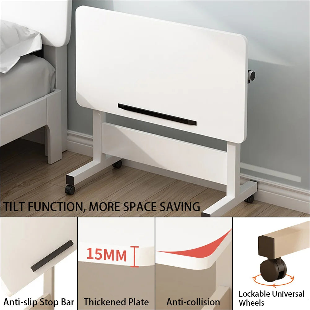 Small Standing Rable Adjustable Height Mobile Stand Up Desk With Wheels, Home Office Computer Workstations, 80x40cm Tabletop