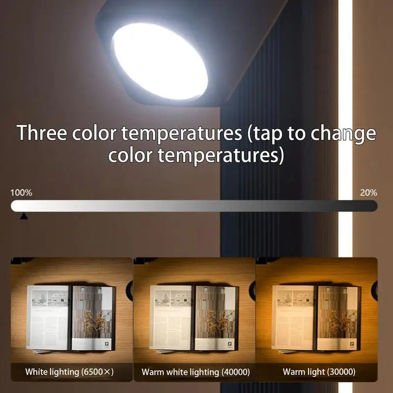 Reading Light Rechargeable Stepless Dimming Desk Lamp Ambient Lighting Eye-Caring Desktop Lamp Rotation Table Lamp Reading Light