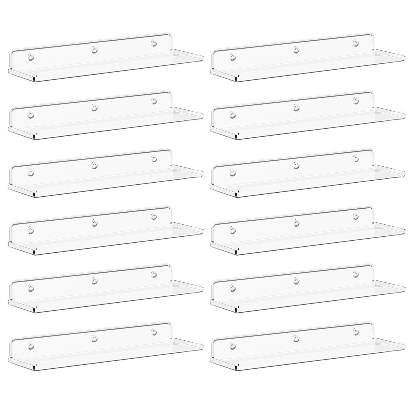 Floating Shelves for Wall, Acrylic Shelf 15" Room Decor for Bookcase/Vinyl Record Display/Photo/Picture in Bedroom, Living Room