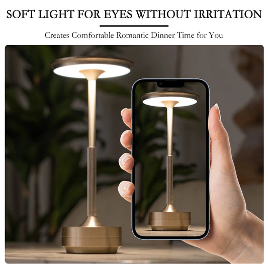 2PCS Rechargeable Wireless Table Lamp LED Touch Sensor Night Light Reading Lamp for Restaurant Hotel Bar Bedroom Decor Light