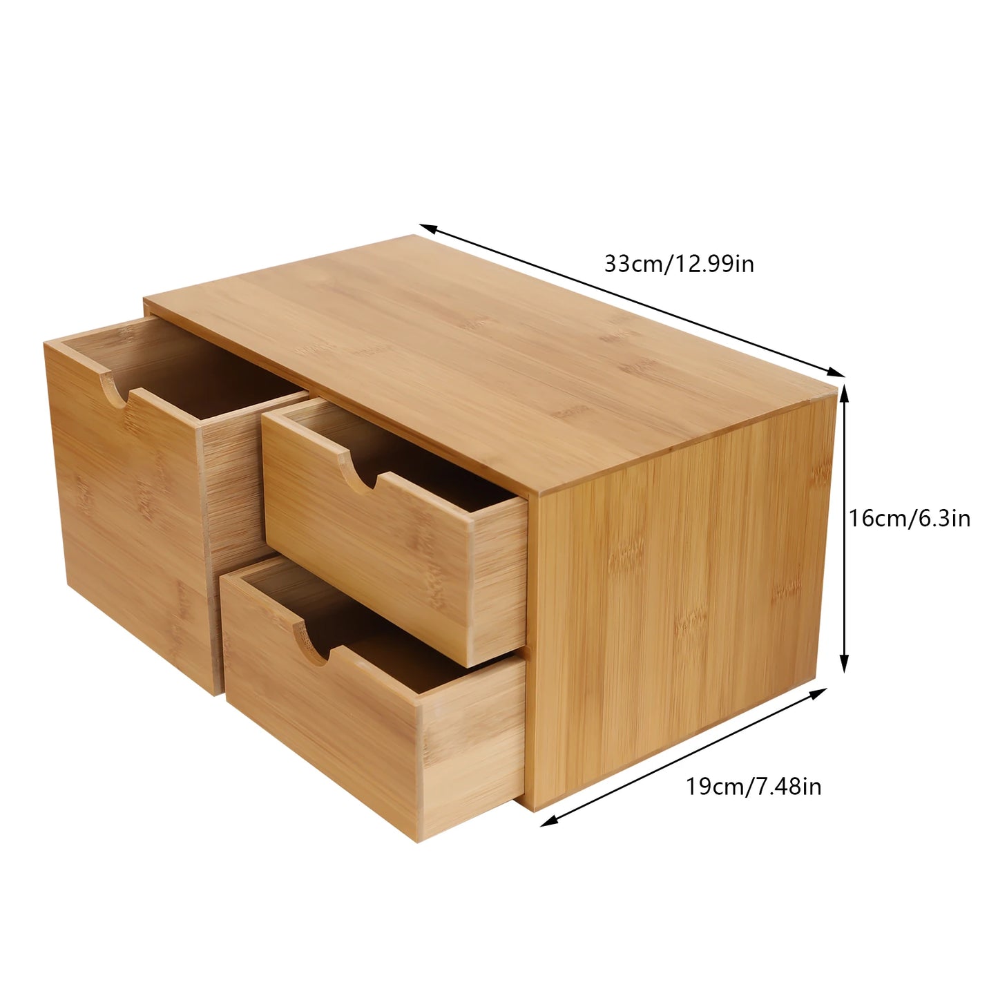 Desk Organizer Mini Bamboo Desk Organizer Drawer Desktop Storage Organizer for Office Home Toiletries, No Assembly Required