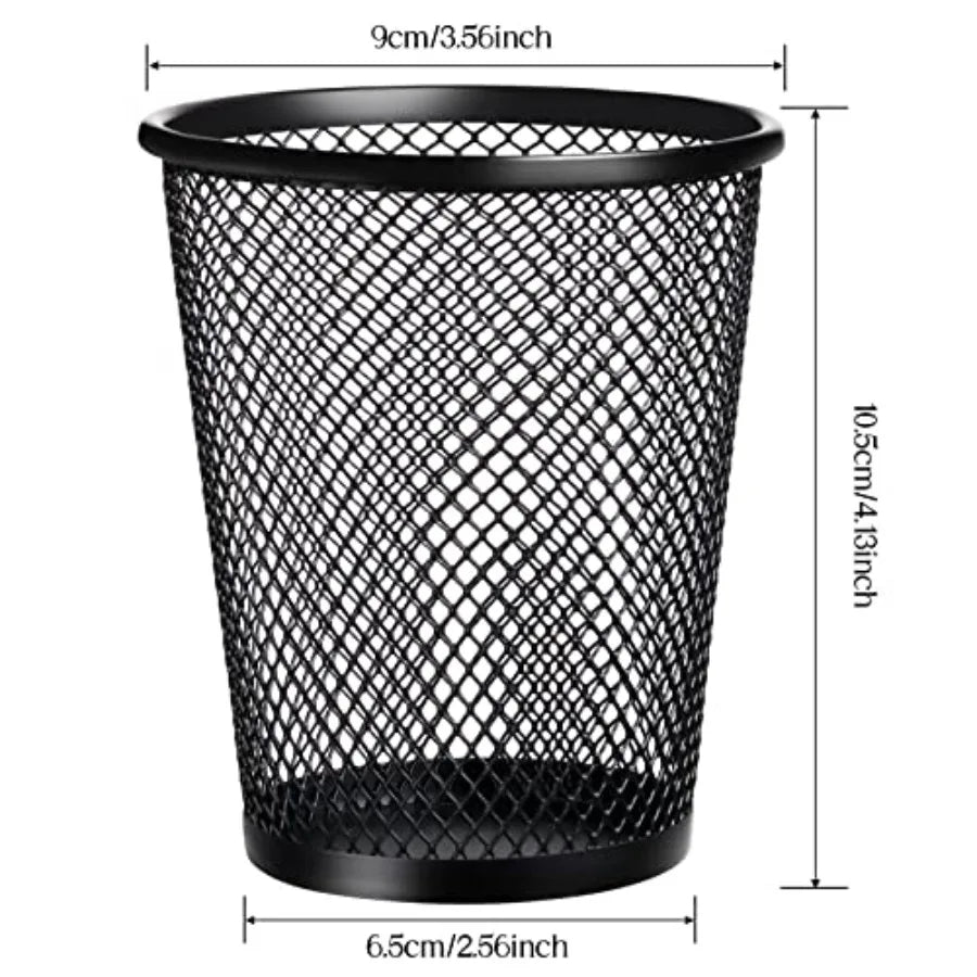 Leelosp 6 Pcs Pen Holder Mesh Pen Cup Bulk Metal Pencil Cup Holder for Desk Black Organizer Round Office Classroom for Back to