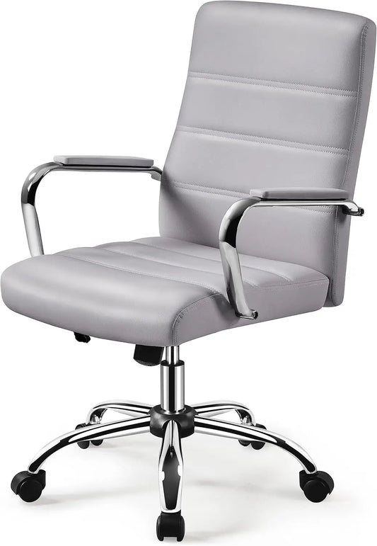 Adjustable Swivel Office Chair with PU Leather, Height Control & Armrests for Comfort