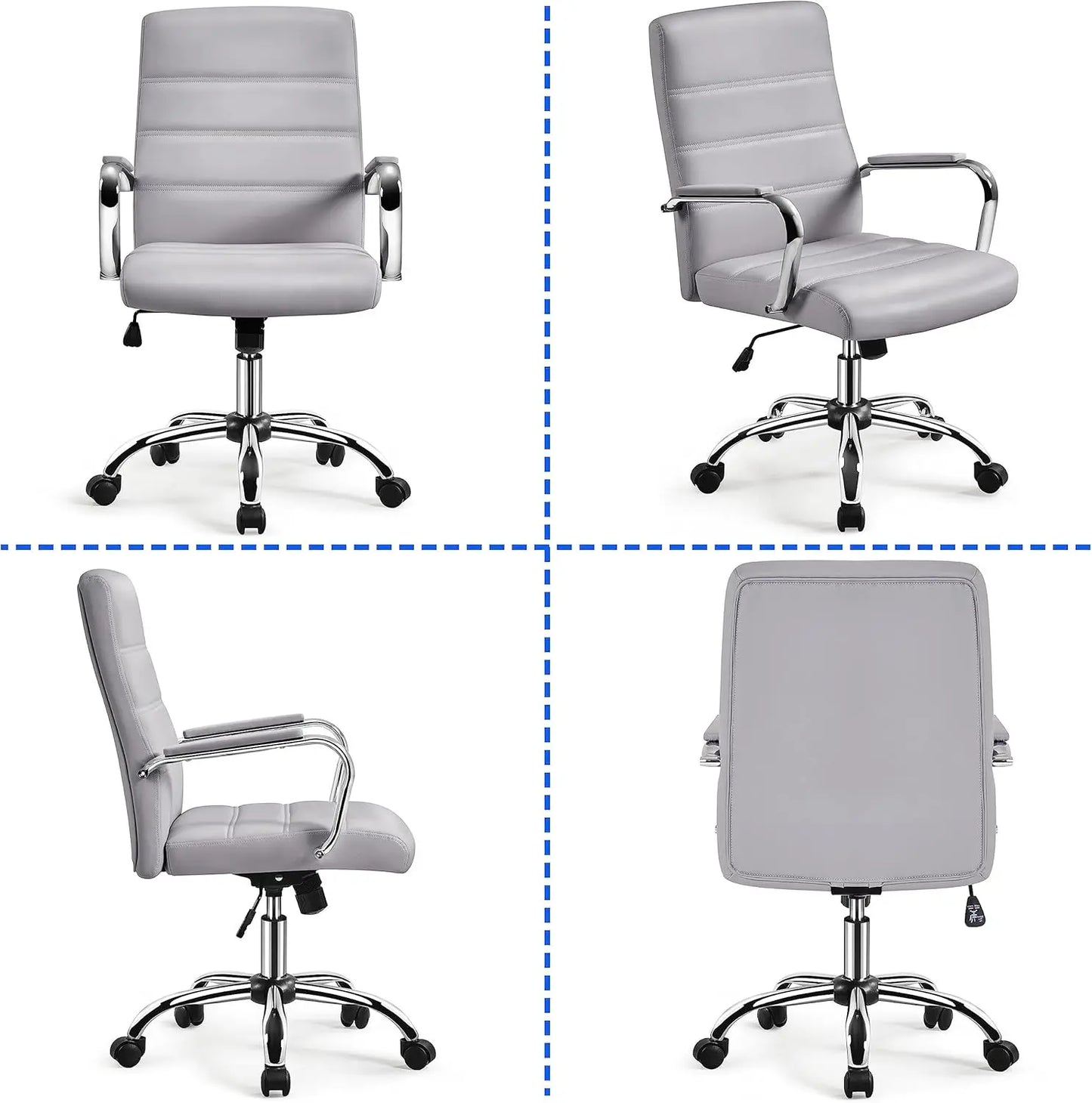 Adjustable Swivel Office Chair with PU Leather, Height Control & Armrests for Comfort