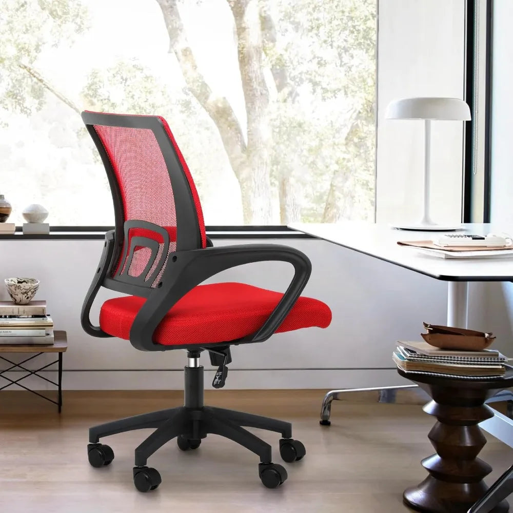 Ergonomic Office Desk Chair, Mid-Back Mesh Computer Chair, Swivel Chair with Breathable Backrest & Lumbar Support, Adju