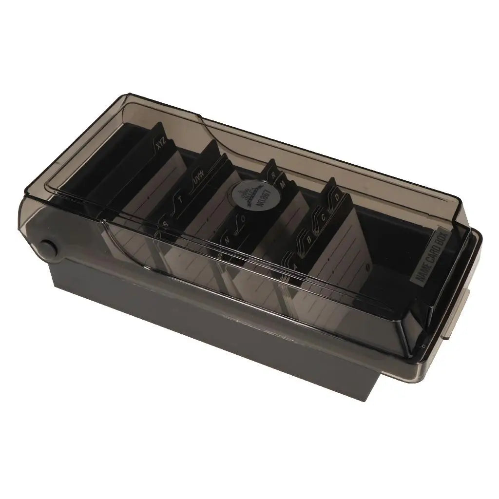 Durable Plastic Business Card Organizer Storage Box with A-Z Tabs for Office Desk Accessories