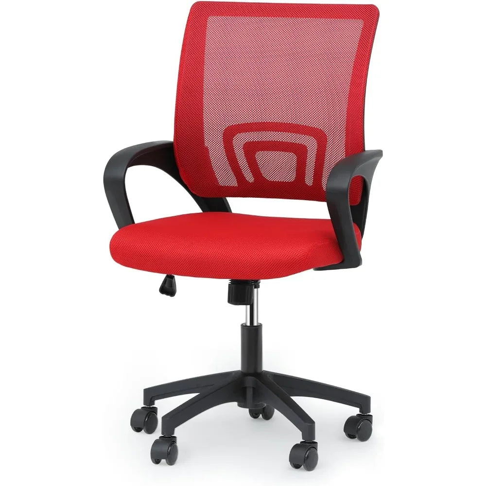Ergonomic Office Desk Chair, Mid-Back Mesh Computer Chair, Swivel Chair with Breathable Backrest & Lumbar Support, Adju