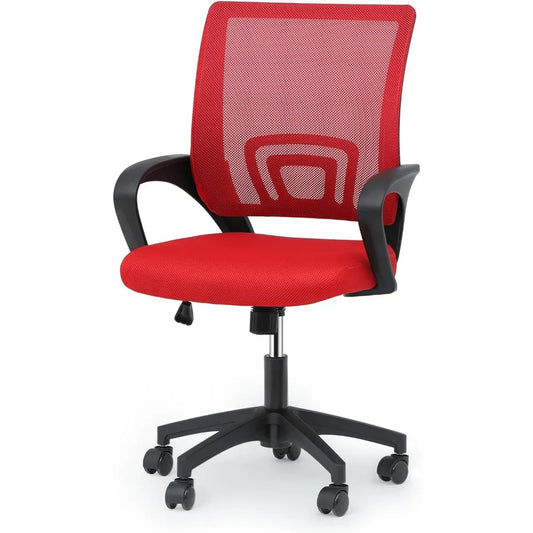 Ergonomic Office Desk Chair, Mid-Back Mesh Computer Chair, Swivel Chair with Breathable Backrest & Lumbar Support, Adju