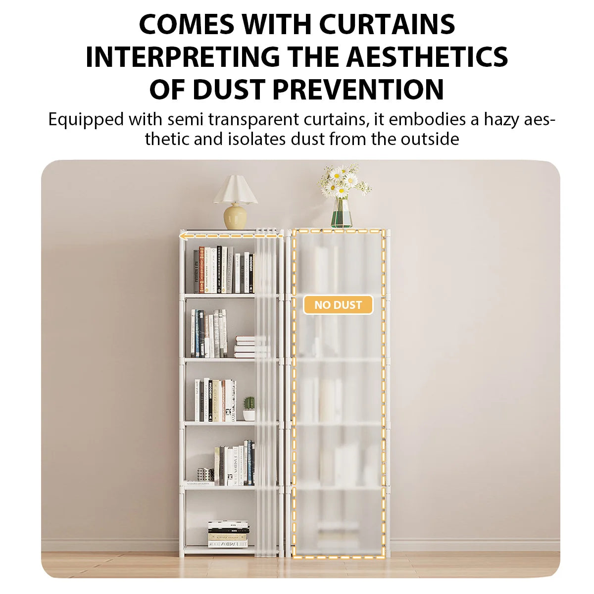 6/5 Layers Dustproof Wardrobe High Capacity Bedroom Open Storage Cabinet Simple Assembly Partition Bookshelf Closet Organizer