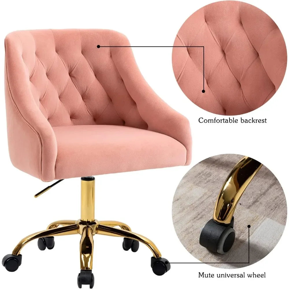 Home Office Desk Chair Modern Velvet Office Computer Chair Height Adjustable Mid-Back Task Chair