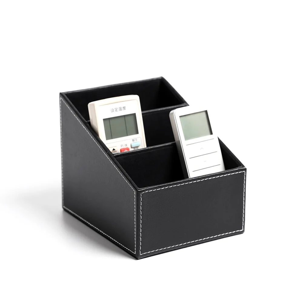 Business Leather stationery storage box multi-functional desktop storage box compartmentalized pen holder