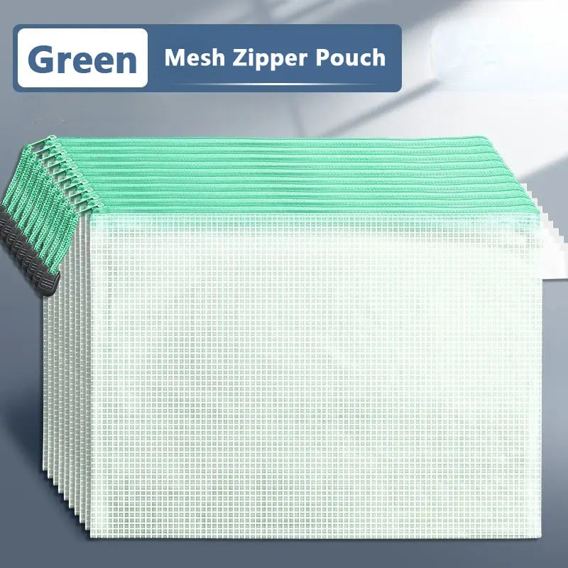 A3/A4/A5/A6 Mesh Zipper Pouch Document Bag Waterproof Zip File Folders School Office Supplies Pencil Case Cosmetic Makeup Bags