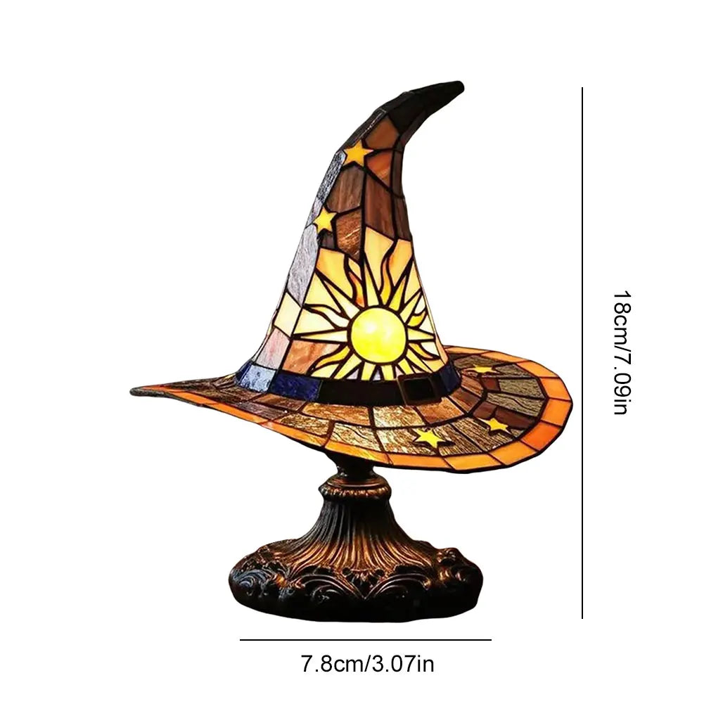 Witch Hat Lamp USB Powered Creative Table Lamp Night Light Resin Witch Hat Light Ornament for Home Decor