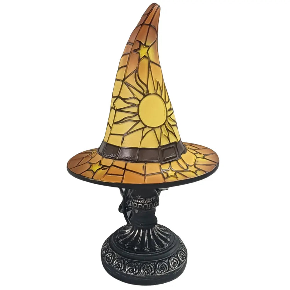 Witch Hat Lamp USB Powered Creative Table Lamp Night Light Resin Witch Hat Light Ornament for Home Decor