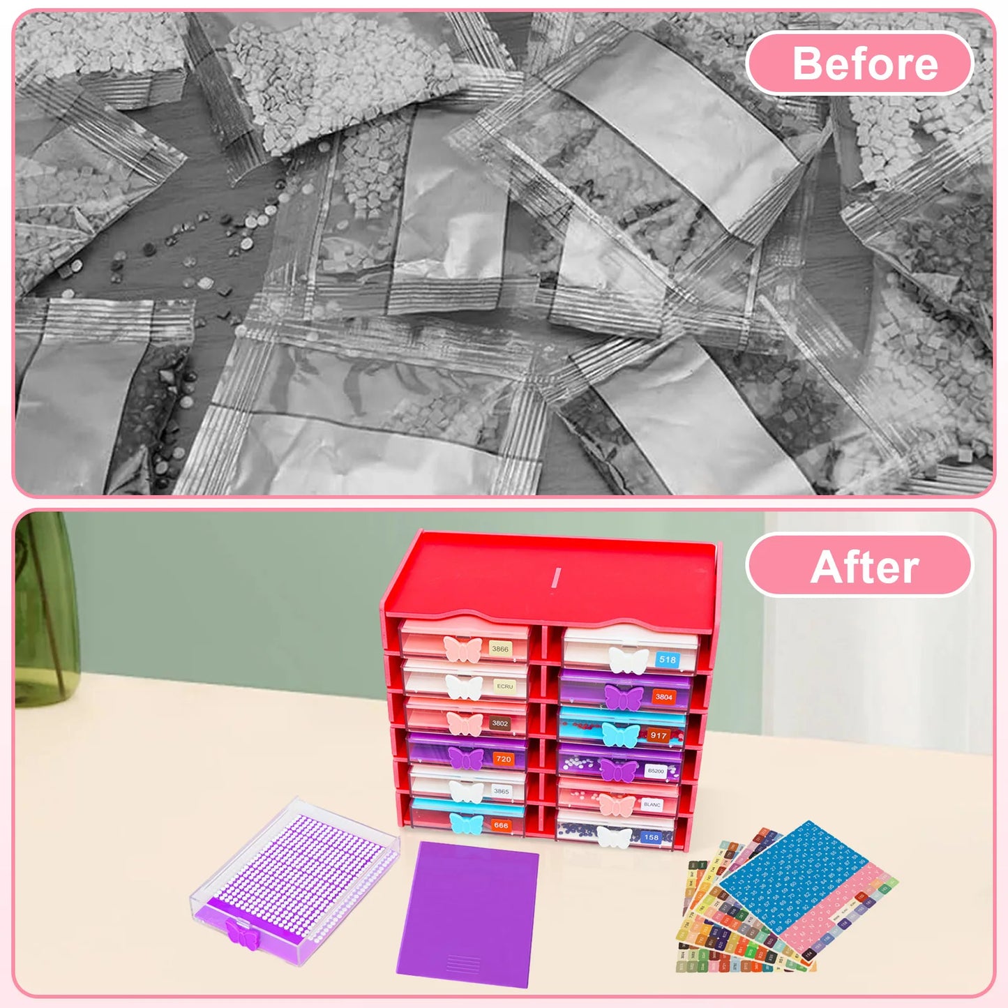 12 Grids Diamond Painting Tray Storage Holder with Drill Pen Holder Diamond Painting Tray Organizer Rack for DIY Craft Arts