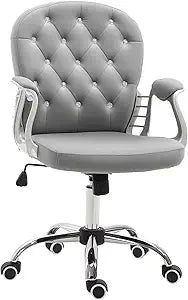 Velvet Home Office Chair, Button Tufted Desk Chair with Padded Armrests, Adjustable Height and Swivel Wheels, Pink