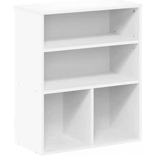 3 Tier White Display Bookcase for Home Office Storage and Organization