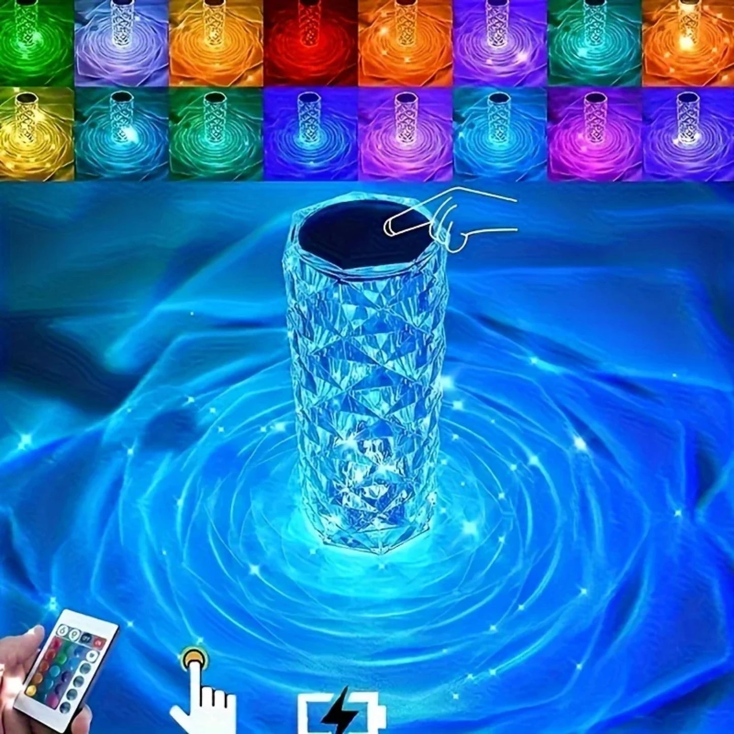 Crystal Lamp 16-Color Changing RGB Night Light  Lamp USB Romantic LED Rose Table Lamps  Bedroom Party Dinner Decor Light