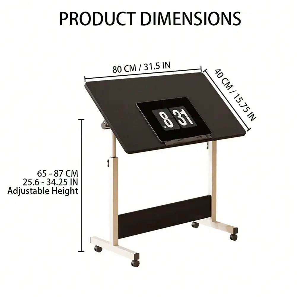 Adjustable Height Mobile Standing Desk with Wheels, Stand Up Desk for Home Office, Rolling Laptop Computer Workstation Table