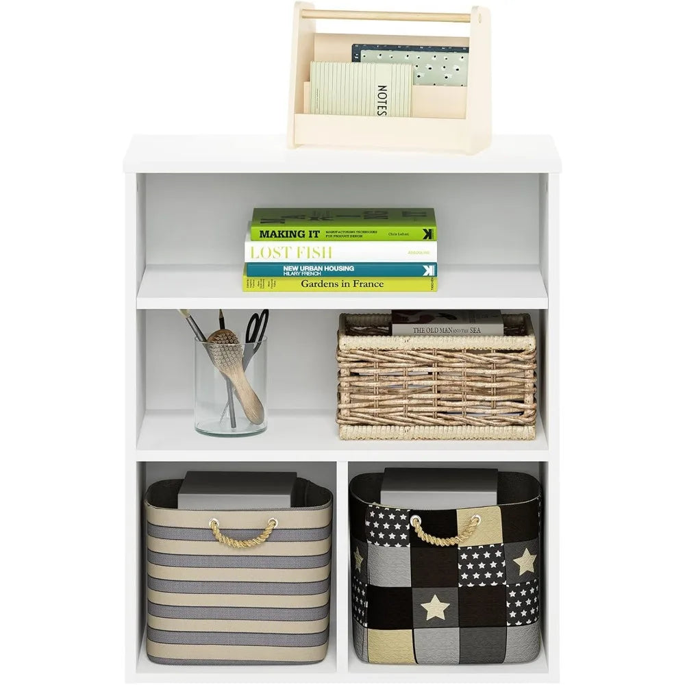 3 Tier White Display Bookcase for Home Office Storage and Organization