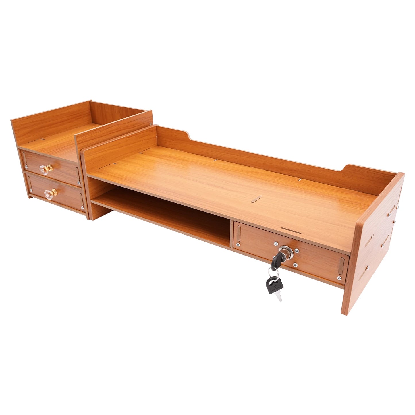 10kg Capacity Wood Monitor Stand, Ergonomic Desktop Organizer for Home Office, Space-Saving Computer Riser