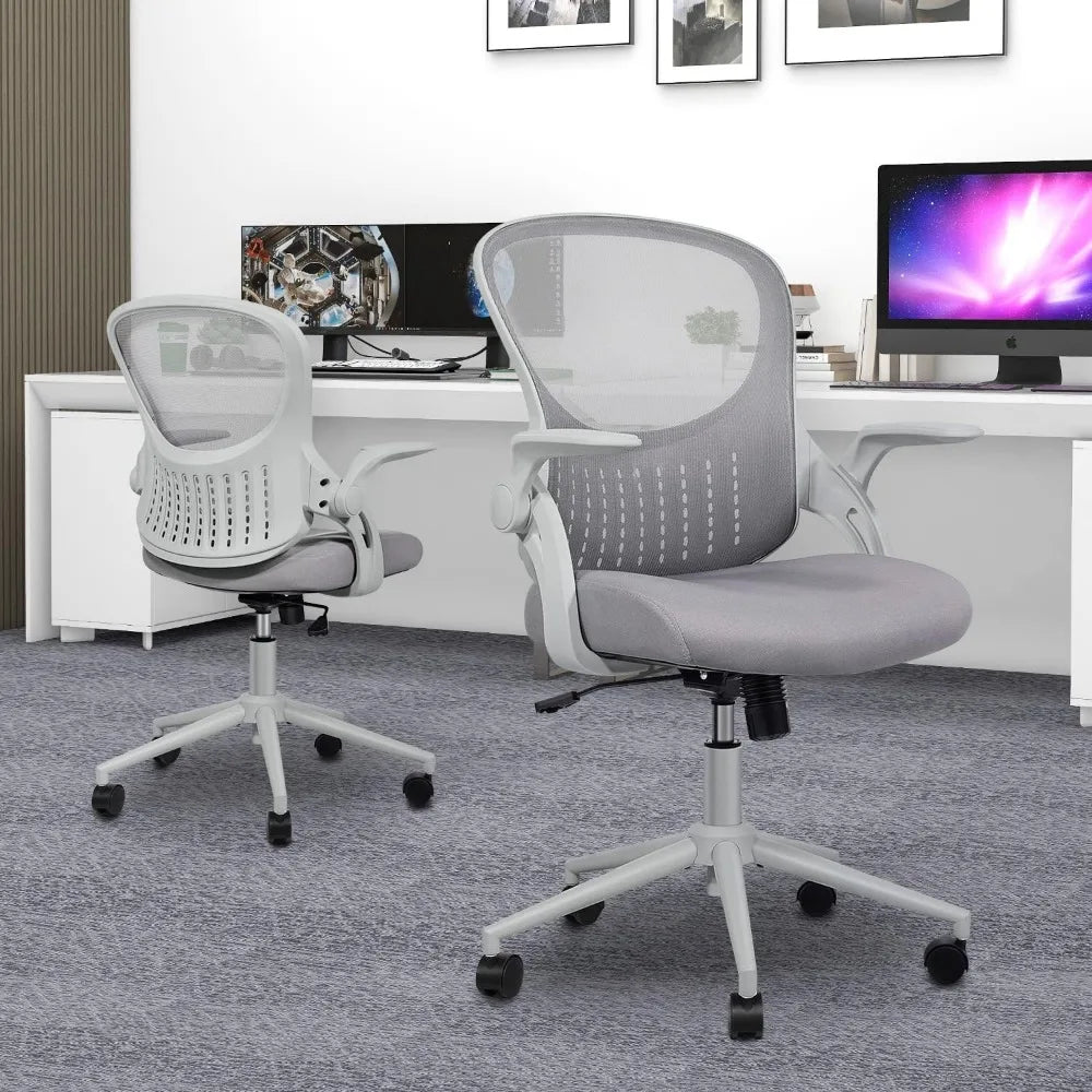 Ergonomic Mesh Office Chair with Lumbar Support, Adjustable Height and Flip-up Arms for Comfort