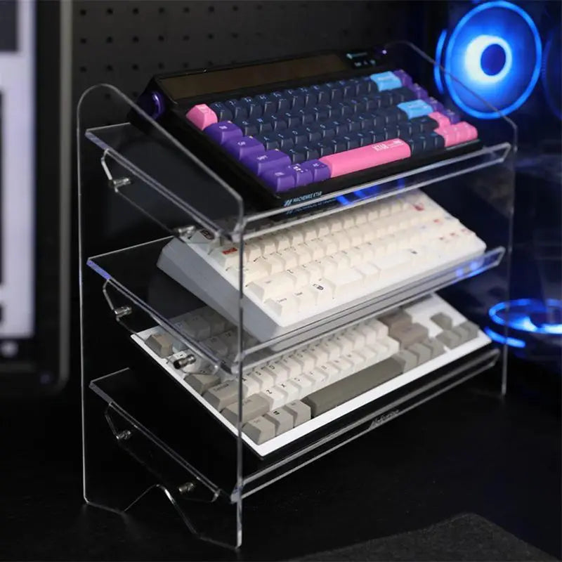 3-5 Tiers Acrylic Display Stand Clear Keyboard Mouse Storage Rack Cupcake Perfume Doll Figures Organizer Acrylic Shelf holder