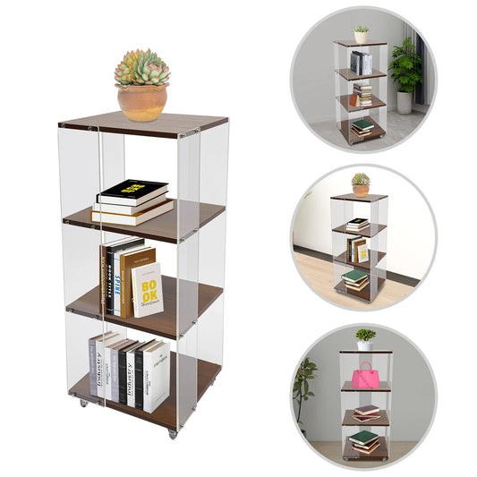 360 ° Rotating Bookshelf, 3-Layer Vertical Bookshelf, 3-Layer Acrylic Bookshelf, With a Load-Bearing Capacity of 50kg