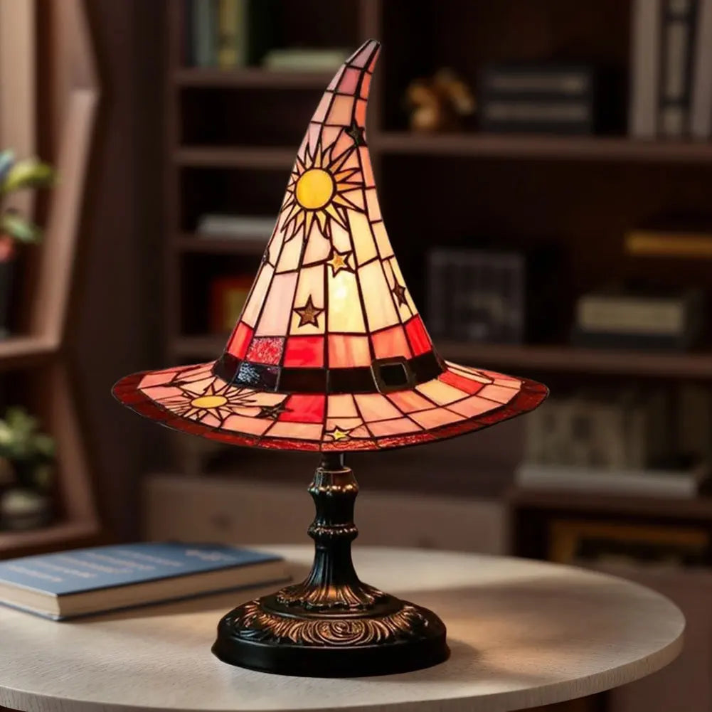 Witch Hat Lamp USB Powered Creative Table Lamp Night Light Resin Witch Hat Light Ornament for Home Decor