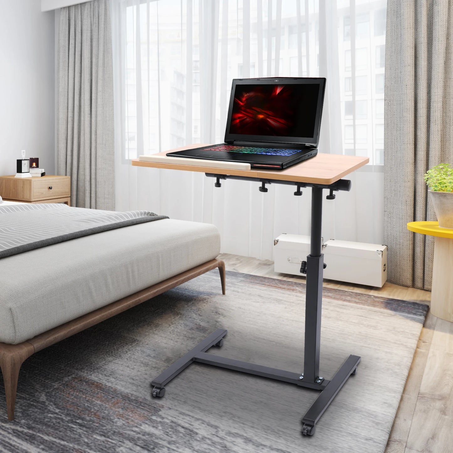 Portable Computer Folding Desk Height Adjustable Mobile Lift Study Table Computer Desk Lap Bed Tray Bed Desk Work Furniture